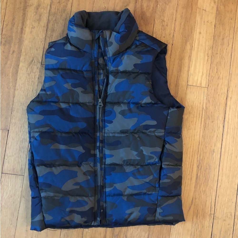 Gap Kids Multicolor Green & Blue Camouflage Warmest Full Zip Vest Boys Youth S